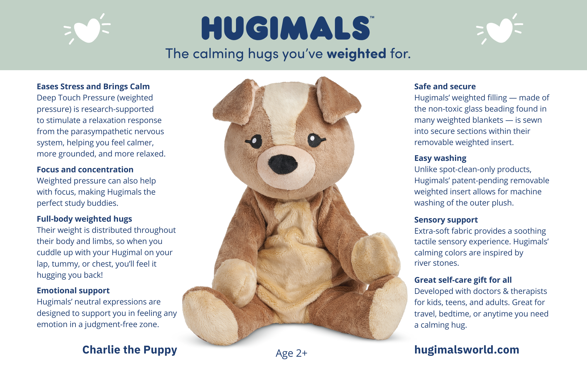 Weighted Puppy Stuffed Animal - Hugimals World